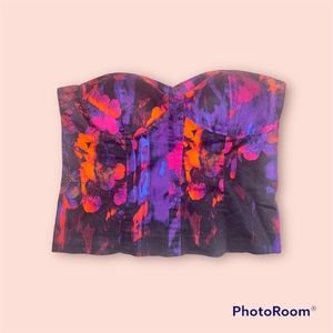 Bebe strapless floral bustier top. Size Large